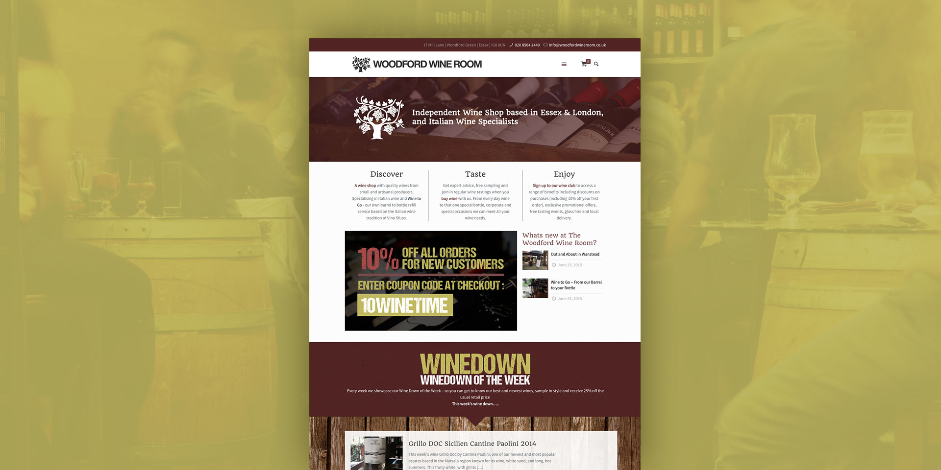 Woodford Wine Room Website